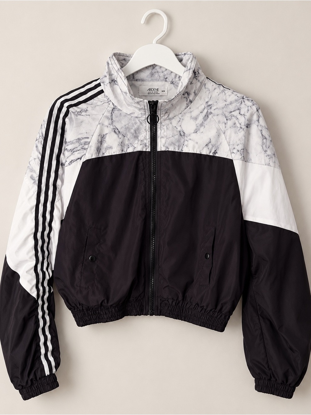 Ardene Black & White Marble Print Windbreaker Jacket – Size M